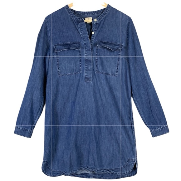J. CREW Chambray Denim Henley Shirtdress B - Picture 1 of 11